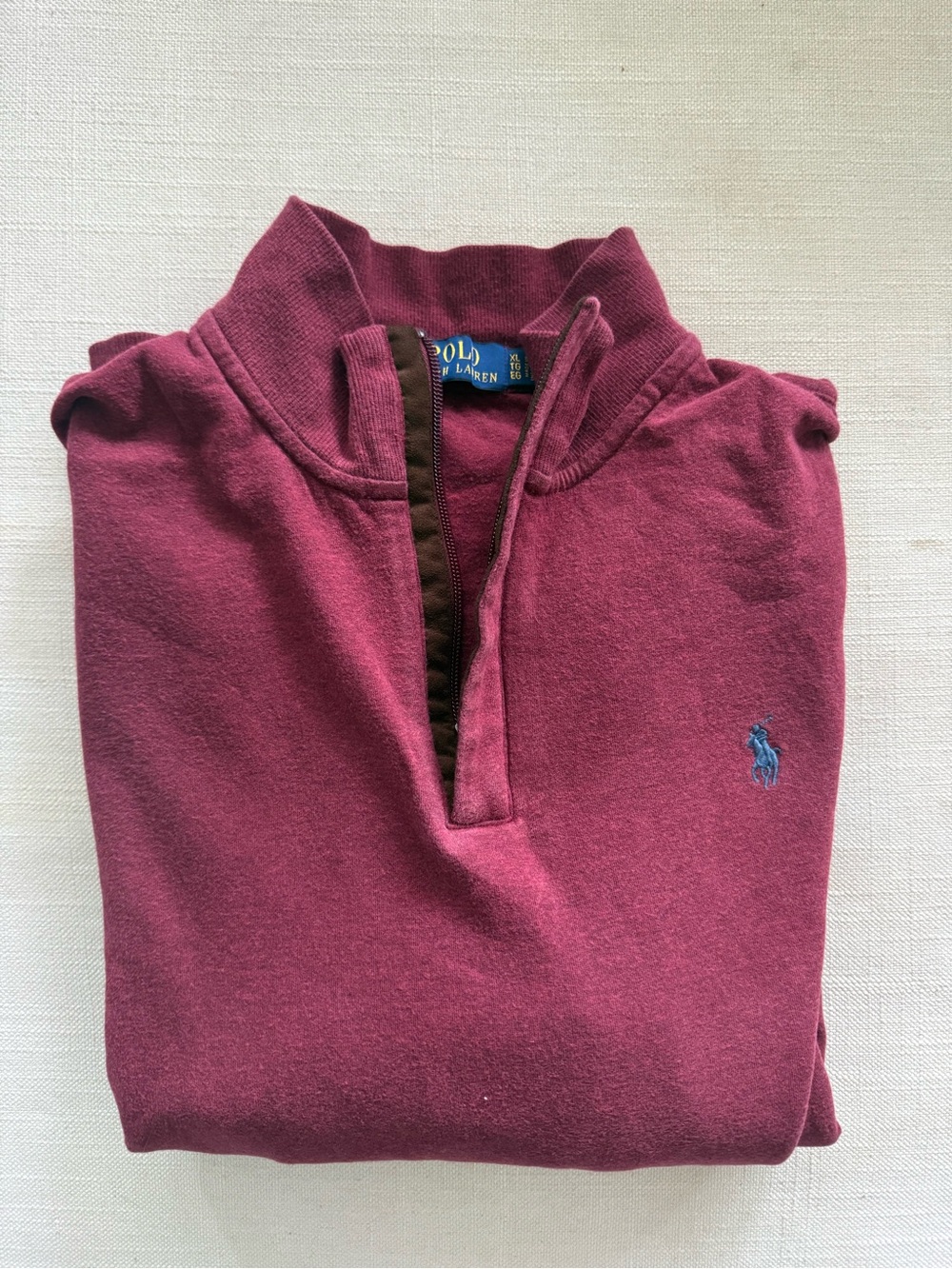 Polo by Ralph Lauren Burgundy 1/4 Zip Sweatshirt with Navy Label